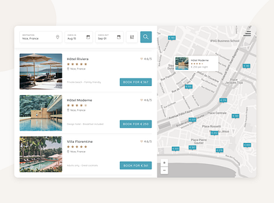 Travel - Hotel Search with Map app datepicker filters hospitality hotel hotel app hotel booking hotel website location map rating rental search search engine search hotel travel ui ui ux uidesign vacation