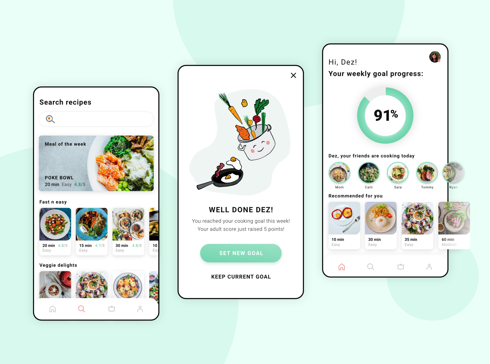 Cooking motivation app with recipes by Sara Isotalo on Dribbble