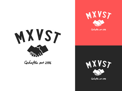 MXVST Logo branding handlettering hands maxvorstadt münchen shaking hands
