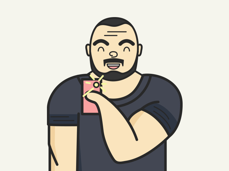 The Mountain - Selfie smile character selfie flatdesign flat got illustration