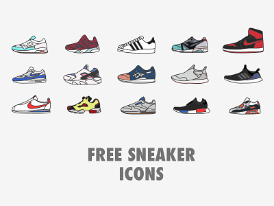 Free Sneaker Icons adidas download flat free icon line nike puma reebok shoes sneaker