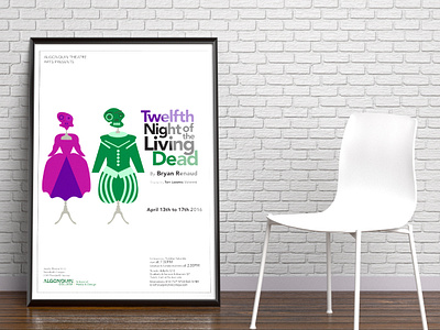 Twelfth Night of the Living Dead adobe algonquincollege design graphicdesign illustration illustrator ottawa poster poster art poster design shakespeare typography