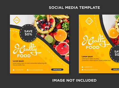 healty foood social media template discount graphic design