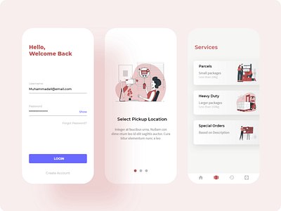 Simple Delivery Platform adobexd branding corporate design illustration logistics app simple simple clean interface uiux