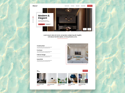 Homepage for DECOR Furniture branding color palette decor design photoshop typography ux