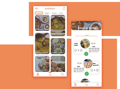 FoodShack color palette food app mobile app mobile ui uxui xd design