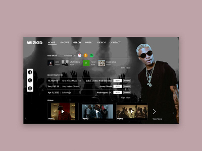 Artist Page adobexd branding design music app photoshop typography webdesign website