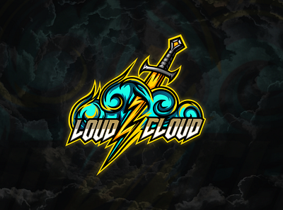 Lightning sword esports logo, mascot art artwork branding cloud esport logo illustration lightning logotype mascot logo storm sword