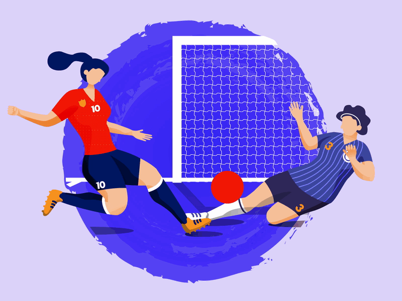 Women Soccer Players 2d motion animation flat design football illustration illustration motion graphic soccer women world cup