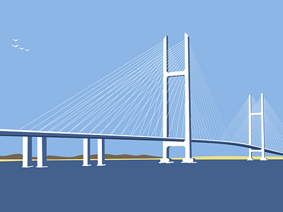 China - North Korea Bridge blue bridge china illustration minimal north korea simple and clean vector