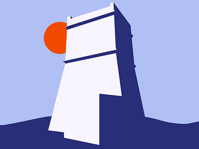 Maltese Tower clean illustrations malta mediterranean minimalistic sun sunsets tower vector art