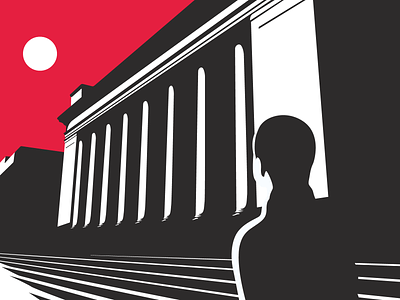 You Can't Fight City Hall! city hall editorial illustration government illustration illustrator pillars red shadows simplistic sunset vector