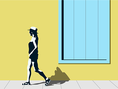 Walking in Sunshine bright colourful illustration illustrator simplicity summer sunny sunshine vector vector art walking woman