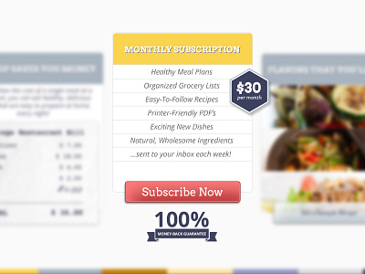 DishPop benefits food guarantee landing page subscribe subscription ui web design