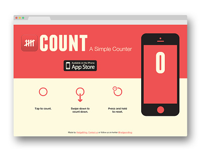 Count Landing Page counter flat ios iphone iphone app landing page mobile web design