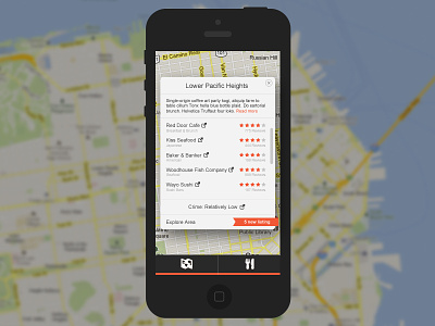 Neighborhood Discovery App app google maps ios maps mobile nearby san francisco ui ui design