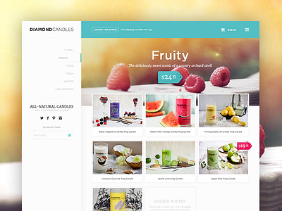 Ecommerce Store Page candles e-commerce ecommerce fruit menu product products shop store ui user interface web design
