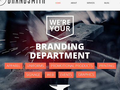 Brandsmith Landing Page anvil background photo blacksmith brand branding gritty grungy landing page product page typography web design