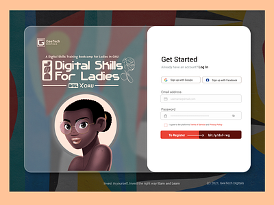 Digital Skills for Ladies - Login /Register page (UI/UX Design)