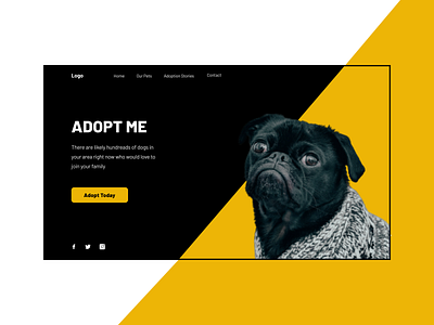 Pet Adoption Landing Page adopt black dog landing page design landingpage minimal minimalism minimalist modern pet petadopt site ui uidesign web yellow