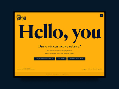 Hello, you - Contact page buttons contact contact details contact page creative agency desktop heldane typography ui design webdesign yellow