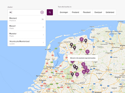 JP van den Bent stichting - Locations clean cluster filter google maps locations map marker redkiwi search simple suggestions