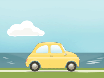 Ocean Drive cloud drive fiat gif illustration ocean road