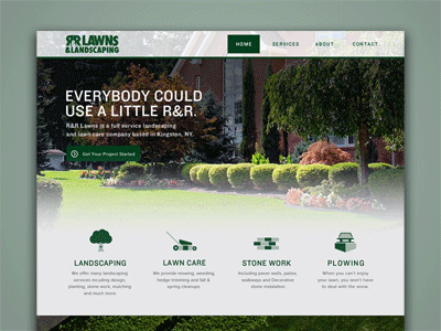 R&R Lawns & Landscaping Website branding graphic design interactive kingston landscaping lawn care rr lawns web design website