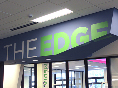 The Edge branding edge environmental graphics identity library logo signage timely signs vinyl white plains public library