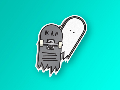 Rest In Pieces Stickers ghost go skate illustration rip skate skateboard sticker tomb stone vector