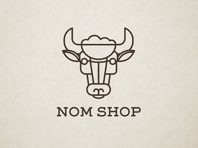 Nom Shop Logo asian bowl fast casual food illustration lines ox oxen restaurant rice