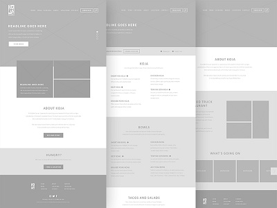 Koja Wireframes eating fast casual food food truck hi fi menu restaurant wireframes