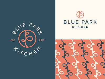 Blue Park Kitchen badge health kitchen monogram nyc park restaurant rice vine