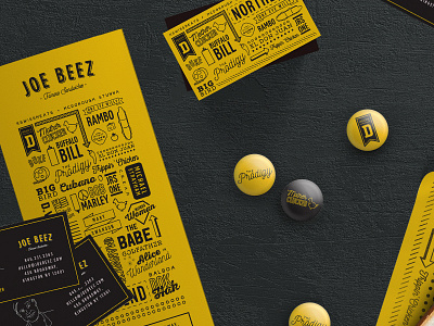 Beez Collateral business cards deli food menu pins restaurant subs upstate ny