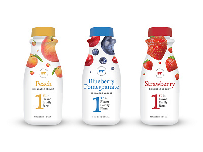 Drinkable Yogurt Packaging blueberry dairy drinkable food fruit packaging peach strawberry yogurt