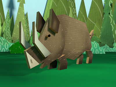 Wild Boar animation c4d cardboard character design forest illustration motion design photoshop render wild boar