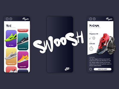 Nike Swoosh 👟 app cart checkout design dribbble ecommerce fashion nike sneakers swoosh typography ui ux