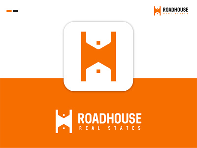 Roadhouse branding flat h logo house logo logo design logo designer logo mark logodesign logotype minimal negative space logo real state real state logo typography vector