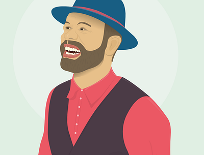 Happy guy in a hat illustration vector vector graphics vector illustration