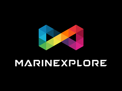 Marinexplore Logo edgy geometry infinity logo marine ocean origami performance rainbow sharp typography