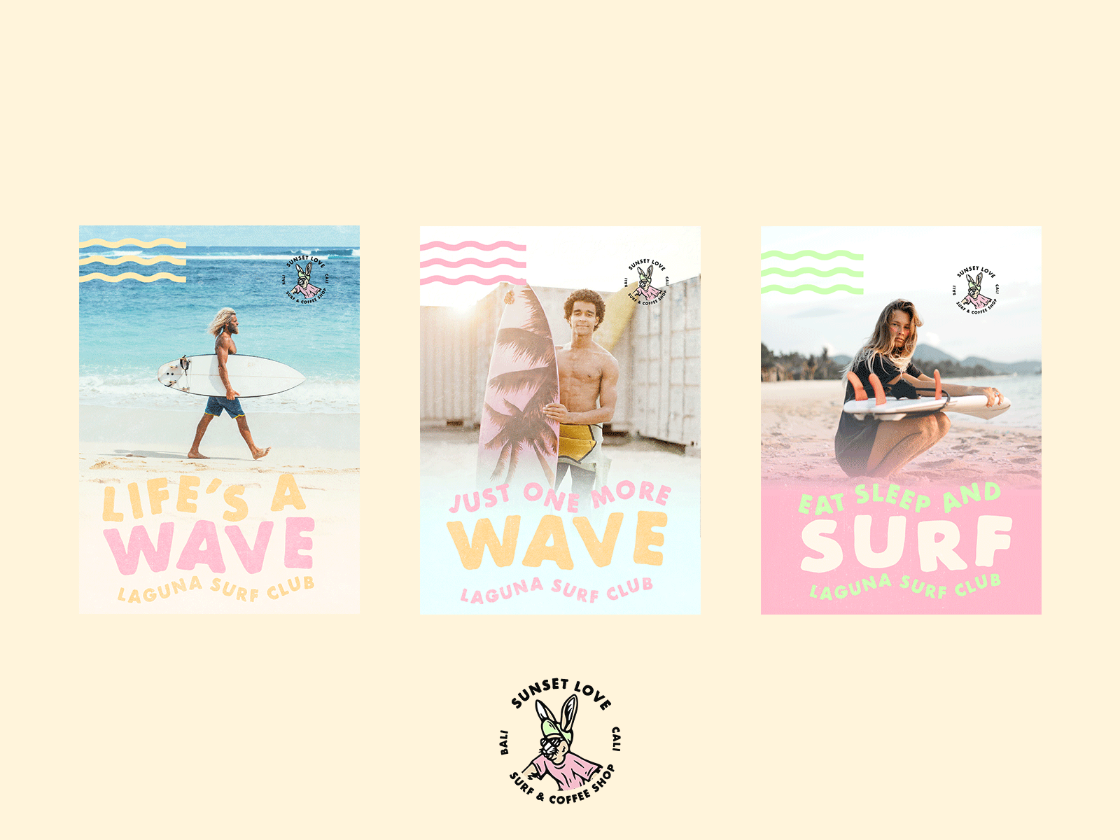 Sunset Love Surf & Coffee Shop art direction branding coffee graphic design illustration logo poster print surf surflogo