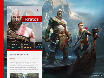 Daily UI - 06 / User Profile / Kratos - God of War daily daily ui dailyuichallenge god of war interface kratos mobile profile user page