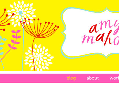 Website redesign blog flowers pattern pink portfolio redesign retro yellow