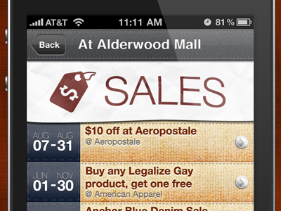 Mall App iphone list texture
