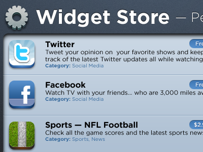 Widget Store facebook gear nfl twitter widget
