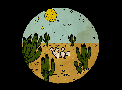 Desert albino cactus desert green illustration