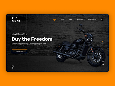 THE BIKER - UI Design bike branding clean design design design of the day figma product ui ux web website