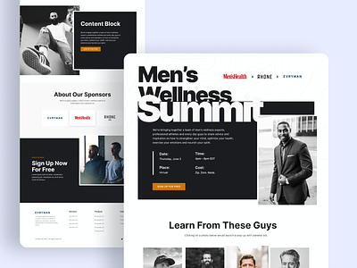 Men's Wellness Summit Landing Page design event page evryman landing page rhone web website