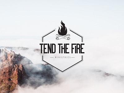 Tend the Fire Logo branding christian design logo men ministry mountain mountains non profit outdoor vector