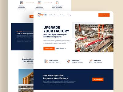 SensrTrx Homepage design factory homepage iiot manufacturing saas ui ux web website